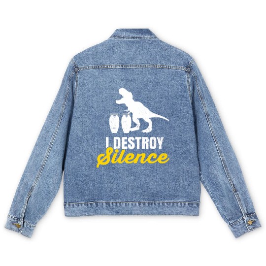 T-Rex Conga Drum Player Drummer Percussion Music Men's Denim Jackets