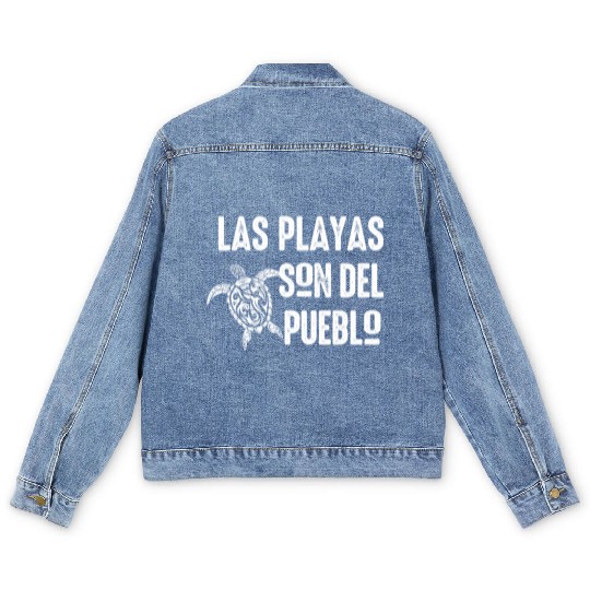 Las Playas Son Del Pueblo Save The Beach Puerto Men's Denim Jackets