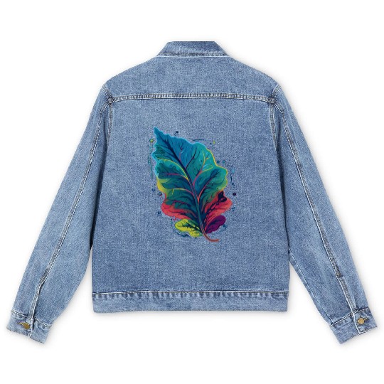 Colorful Leaf Autumn Fall Leaves Foliage Plant Men's Denim Jackets