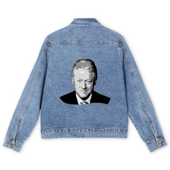 Bill Clinton Grayscale Pop Art Men's Denim Jackets
