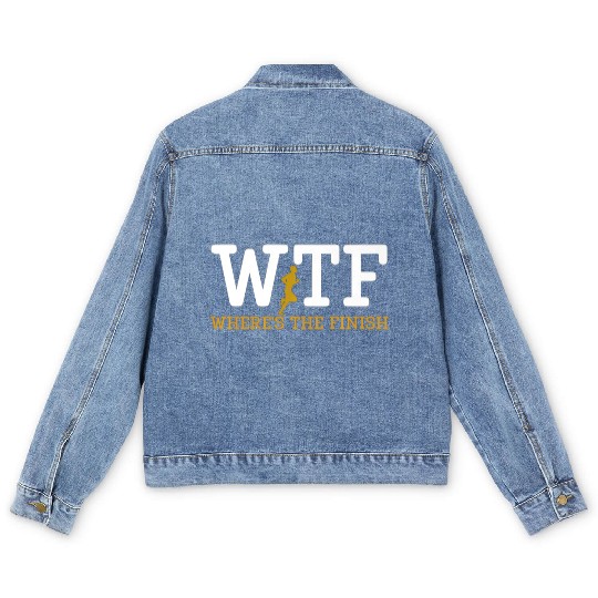 Running Wtf Where'S The Finish Runner Joke Men's Denim Jackets