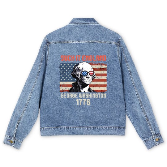 Suck it England George Washington 1776 USA Men's Denim Jackets