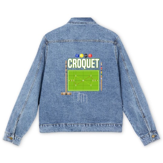 Croquet Player Garden Croquet Golf Sport Men's Denim Jackets