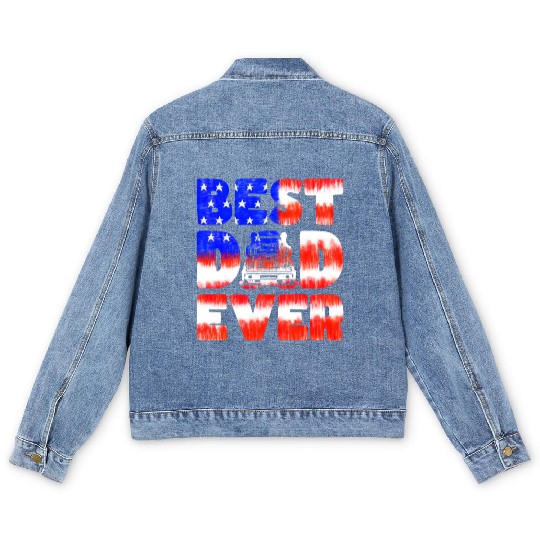Best Dad Ever Us American Flag Father's Day Truck Men's Denim Jackets