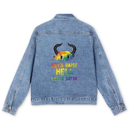 Funny Hail Gay Satan Lgbt Goth Gay Pride Baphomet Men's Denim Jackets