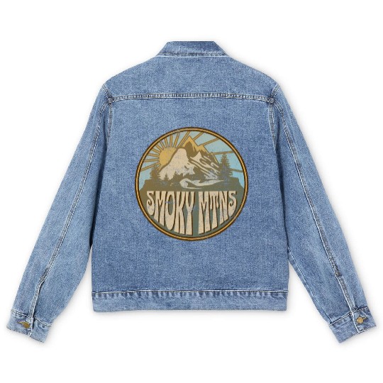 Great Smoky Moains Nature Moains Hiking Men's Denim Jackets