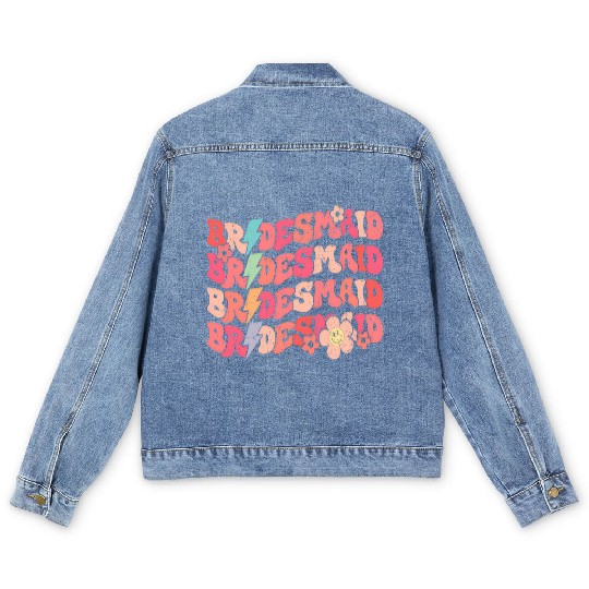 Groovy Bridesmaid Wedding Bride Bachelorette Party Men's Denim Jackets