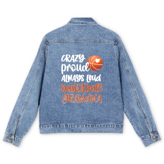 Crazy Proud Always Loud Baetball Grandma Baetball Men's Denim Jackets