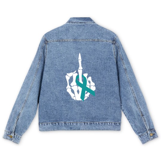 Fuck Ovarian Cancer Middle Finger Ovarian Cancer A Men's Denim Jackets