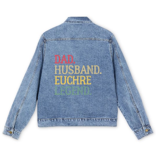 Dad Husband Euchre Legend Euchre Card Game Men's Denim Jackets