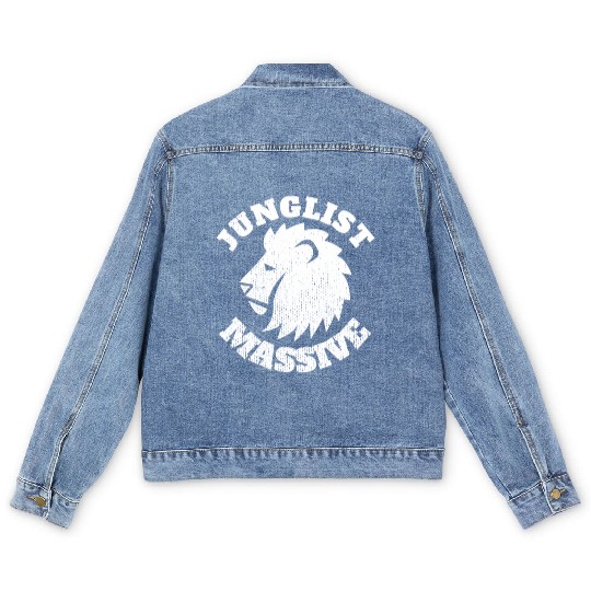 Junglist Music DnB EDM Drum N Bass Lion Men's Denim Jackets