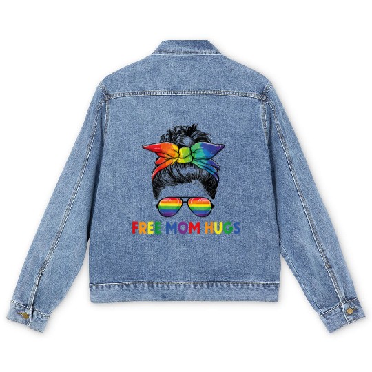 Free Mom Hugs LGBT Pride Free Brother Hugs Men's Denim Jackets