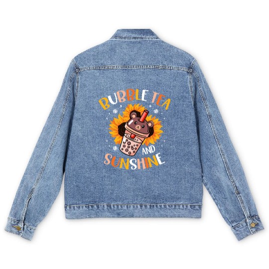 Bubble Tea And Sunshine Boba Tea Drinker Men's Denim Jackets