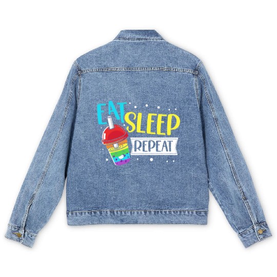 Eat Sleep Boba Tea Repeat Bubble Tea Lover Drinker Men's Denim Jackets