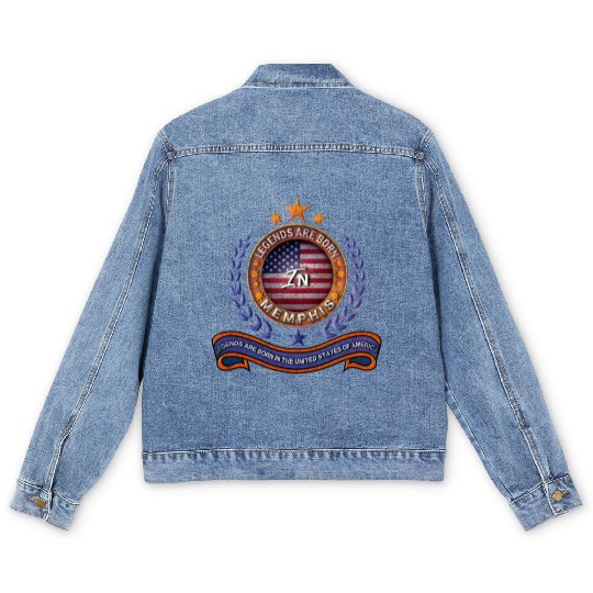 Legends of Memphis Tennessee Retro USA Flag Men's Denim Jackets
