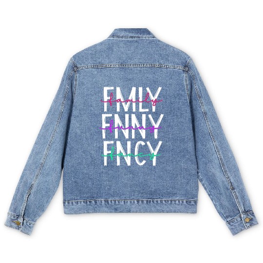 Family funny fancy inspiration parenting quotes Men's Denim Jackets