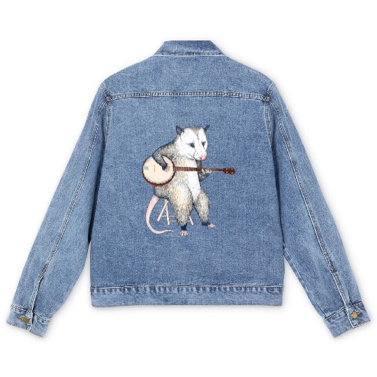Opossum Playing Banjo Guitar Possum Live Weird Men's Denim Jackets