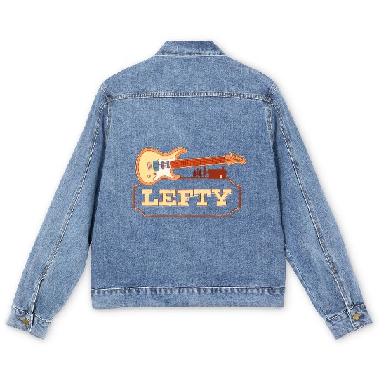 Left Handed Guitarist Lefty Guitar Player Left Men's Denim Jackets