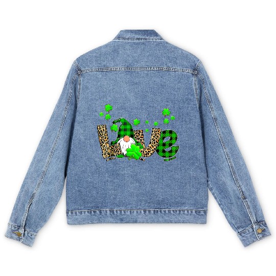 Bleached Love St Patric Day Gnomes Shamrock For Men's Denim Jackets