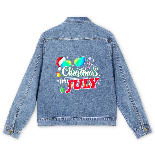 Christmas in July Santa Hat Sunglasses Summer Men's Denim Jackets