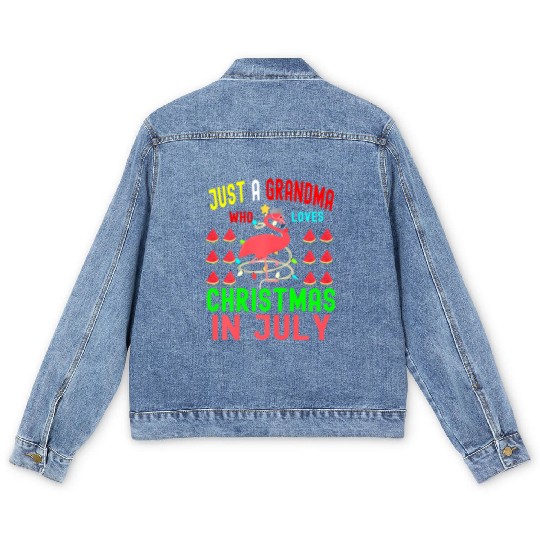 Just a Grandma Who Loves Christmas In July Men's Denim Jackets