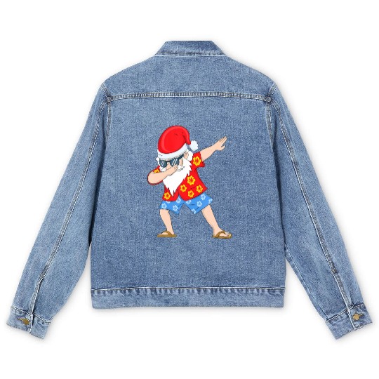 Christmas in July Santa Hawaiian Dabbing Santa Men's Denim Jackets