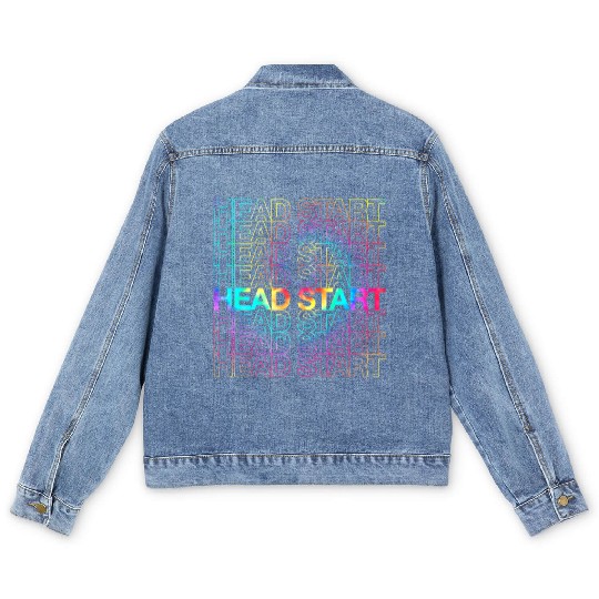 Rainbow Tie Dye Head Start Team Back To School Men's Denim Jackets