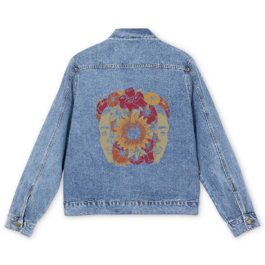 Frida Kahlo Head Flowers Men's Denim Jackets