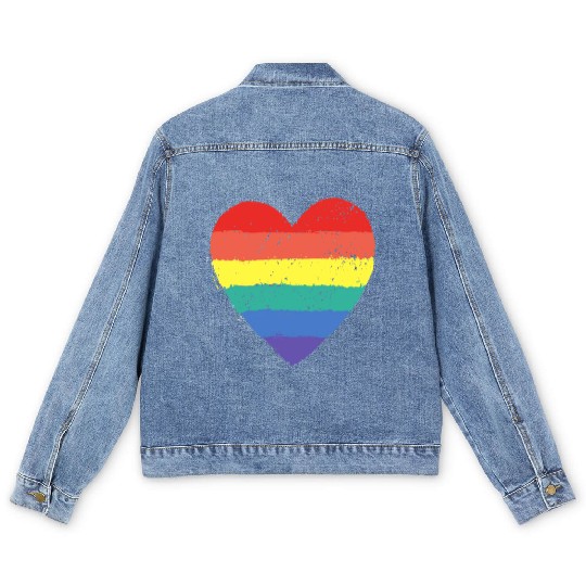 rainbow heart Men's Denim Jackets