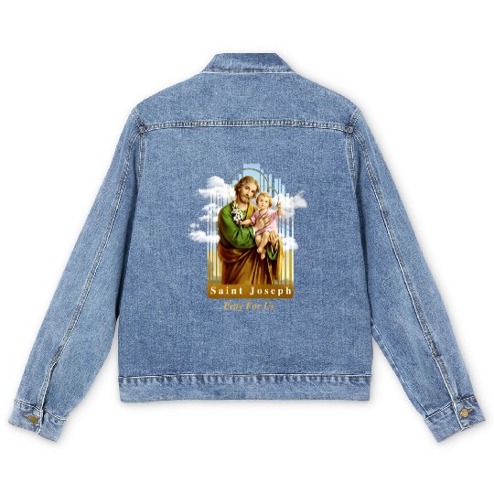 Saint Joseph Catholic Church St Joseph With Infant Men's Denim Jackets
