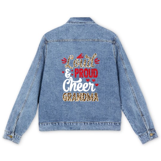 Cheer Grandma Biggest Fan Leopard Print And Pom Po Men's Denim Jackets