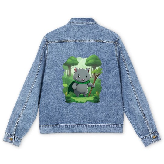 Wombat Hero - Green Cape Wombat Men's Denim Jackets