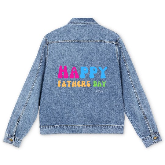 Happy Fathers Day i love you dad Heart Daddy funny Men's Denim Jackets