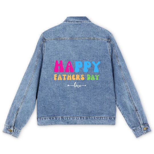 Happy Fathers Day i love you dad Heart Daddy funny Men's Denim Jackets