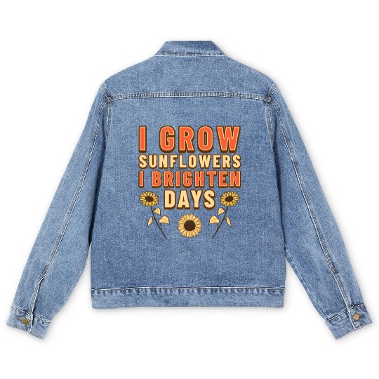 Sunflowers and Farming Men's Denim Jackets