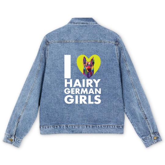 Funny German Shepherd Mom Dad I Love Hairy German Men's Denim Jackets
