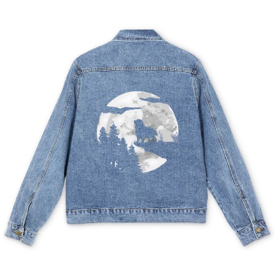 Dog Owner Full Moon At Night Pet Bernese Mountain Men's Denim Jackets