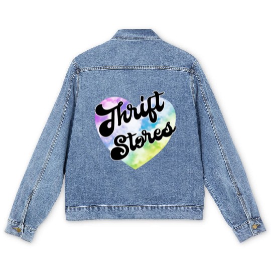 Thrift Stores pastel clouds heart Men's Denim Jackets