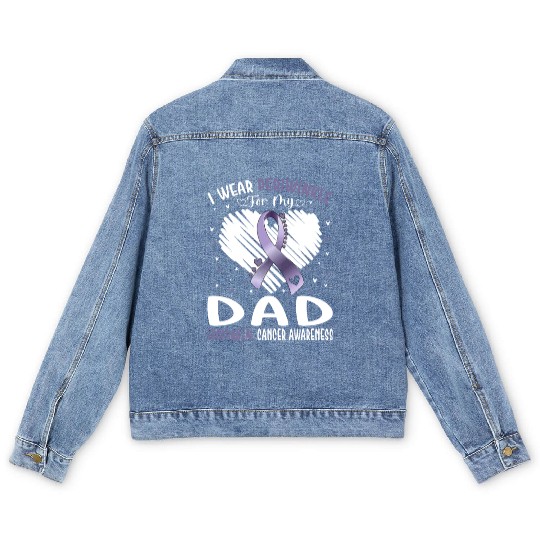I Wear Periwinkle For My Dad Esophageal Cancer Men's Denim Jackets
