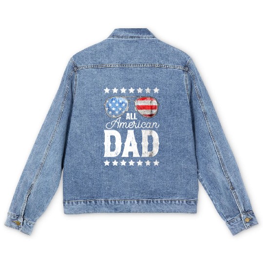 All American Dad 4th of July Father's Day Sunglass Men's Denim Jackets