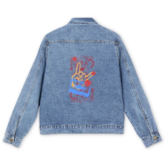 devil horns hand Men's Denim Jackets