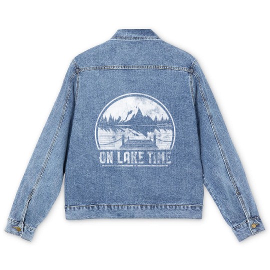 On Lake Time Summer Boating And Fishing Men's Denim Jackets
