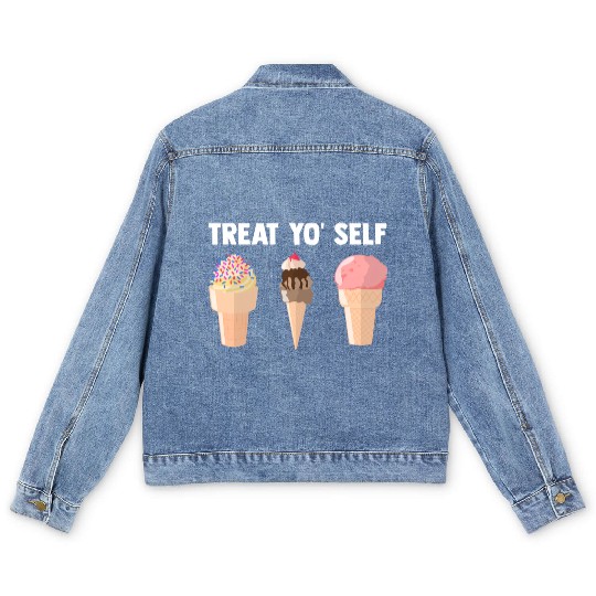 Ice Cream Treat Yo' Self Summertime Sherbet Gelato Men's Denim Jackets