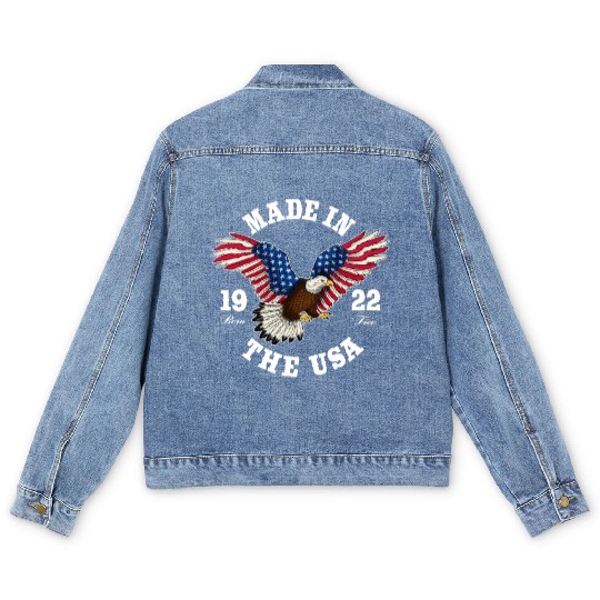 100 Year Old Patriotic Eagle Usa Flag 1922 Men's Denim Jackets