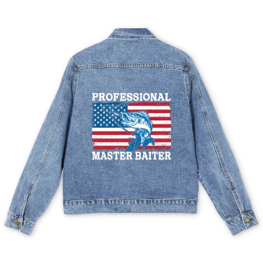 Professional Master Baiter Us American Flag Bass Men's Denim Jackets