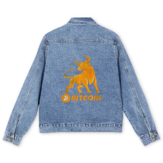 BITCOIN Coin In A Bullish Bullrun Crypto Coin Men's Denim Jackets