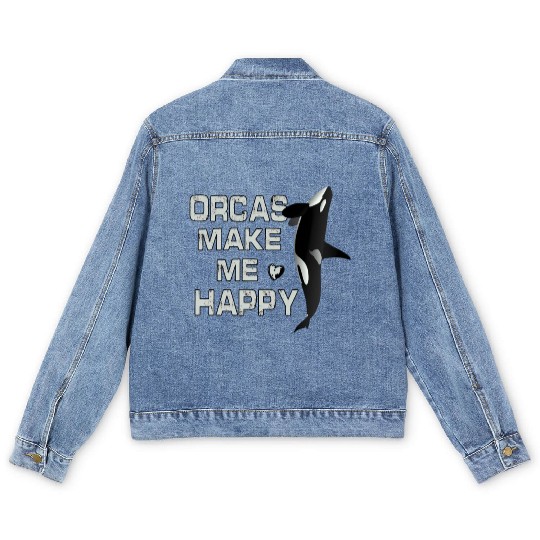 Orcas Make Me Happy Killer Whale Men's Denim Jackets