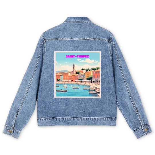 "Pastel Paradise" Saint-Tropez Men's Denim Jackets