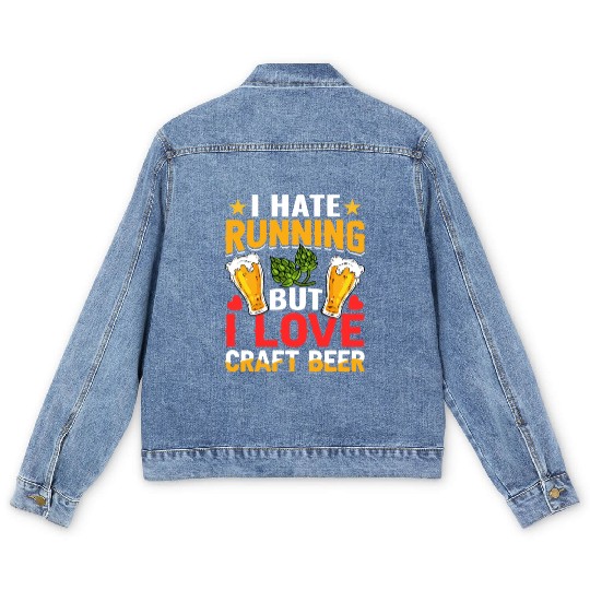 I Hate Running But I Love Craft Beer Men's Denim Jackets