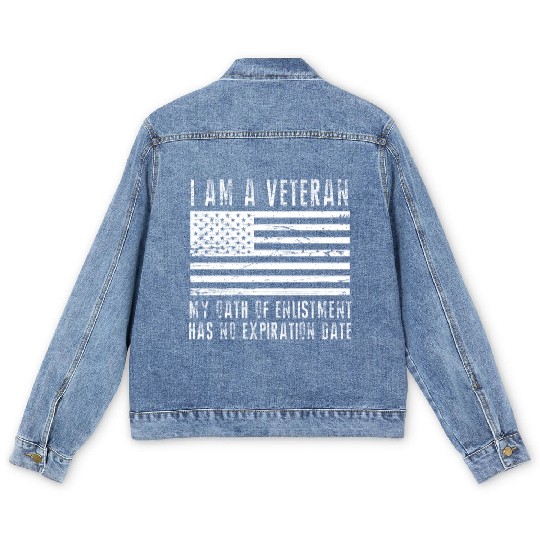 I Am A Veteran Us Military Veterans Day s For Dad Men's Denim Jackets